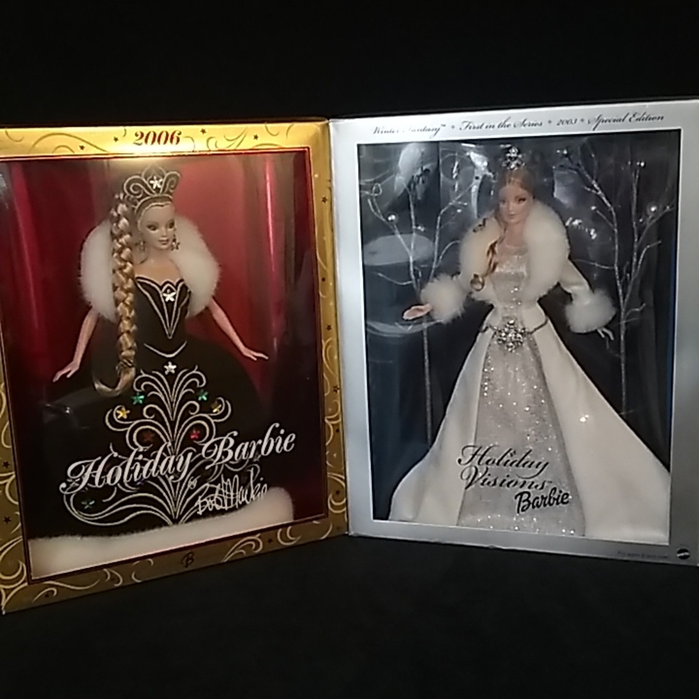 Mattel Barbie 2fer Holiday Barbie Vnt special 2006 Bob Mackie Ed, & 2003 Ed. NIB